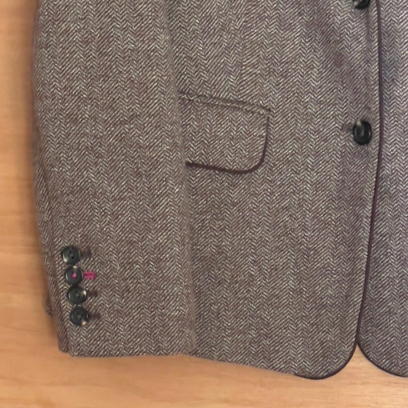 Joules Agatha brown tweed herringbone blazer jacket women's US8 EU40 UK12 piping - Picture 2 of 11